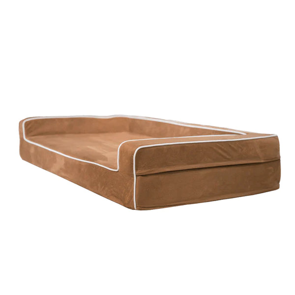 Orthopedic 3 Sided Bolster Bed - 48" x 30" x 5" - Large/Tan Bully Bed