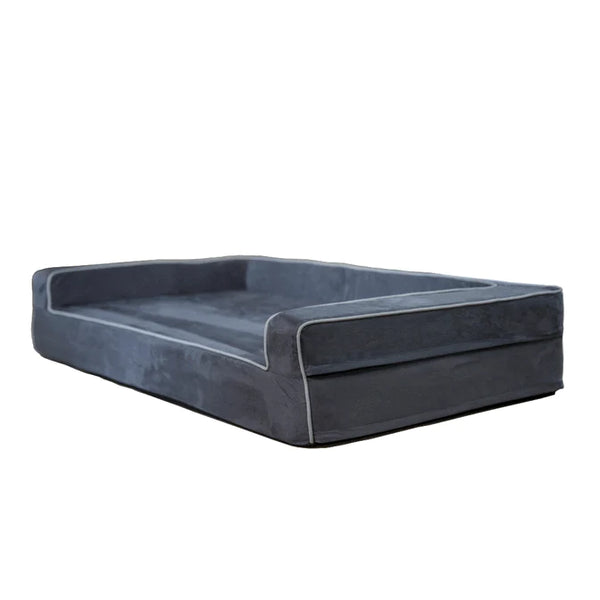 Orthopedic 3-Sided Bolster Bed 48"x 30"x 5" Large/Dark Grey Bully Bed
