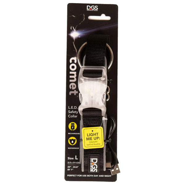 DGS Pet Products Comet Rechargeable Light Up Dog Collar Large Black 20″ – 25″ x 1″ – DGSLGUC5119