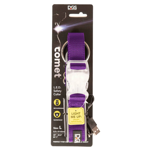 DGS Pet Products Comet Rechargeable Light Up Dog Collar Large Purple 20″ – 25″ x 1″ – DGSLGUC5125