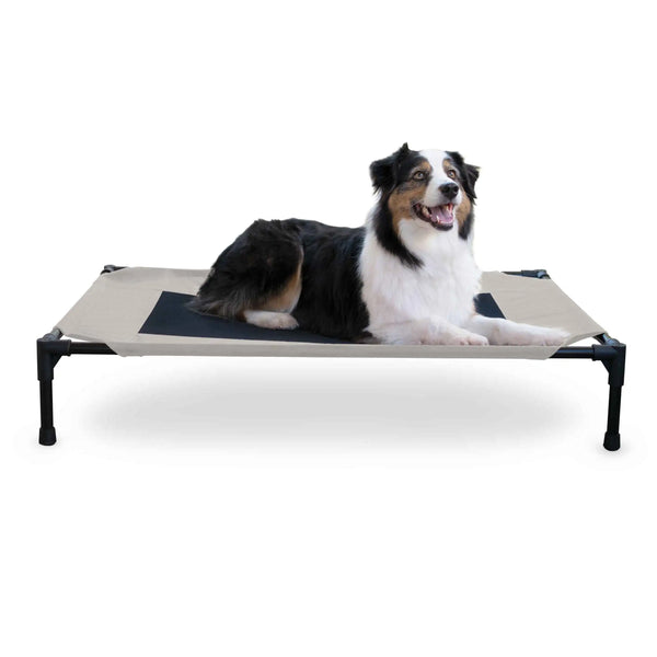K&H Pet Products Original Pet Cot Elevated Pet Bed Large Taupe/Black 30″ x 42″ x 7″ – KH100546567